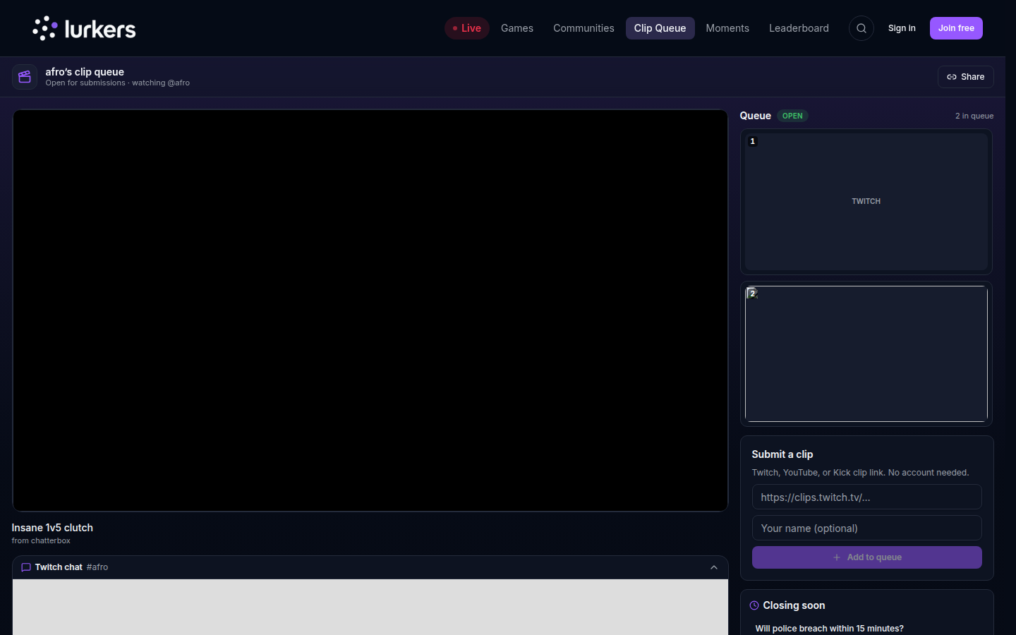 Clip queue - streamer theater mode